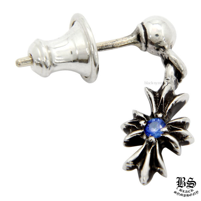 クロムハーツタイニーECHプラスドロップイヤリングwithブルー