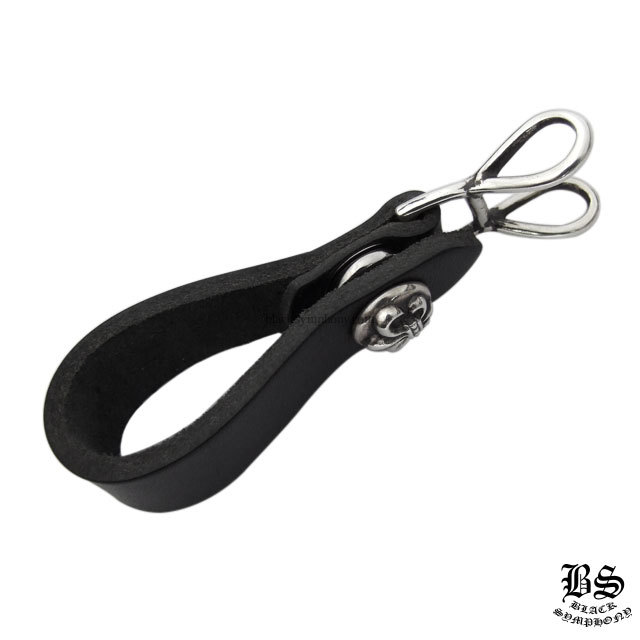 クロムハーツWベルトループBSフレアボタンブラックレザー|クロムハーツ