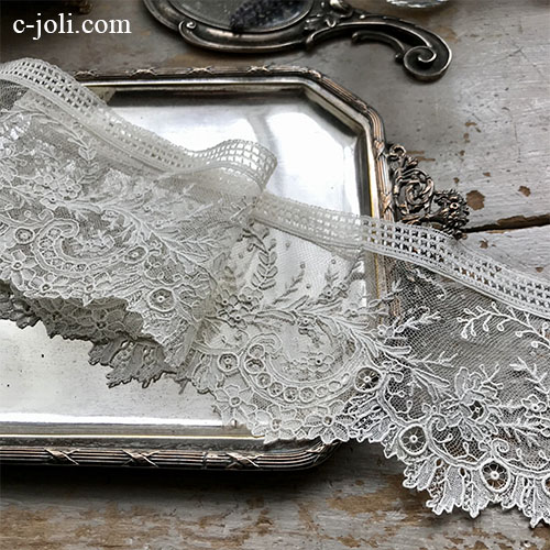 L2718 フランスアンティークレースボーダー/テープレース 19世紀ポワン