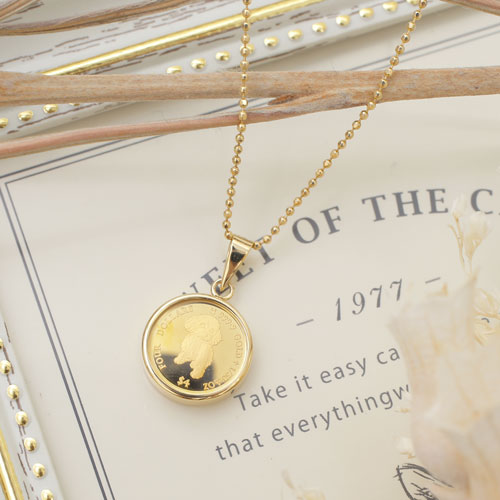 日本製】純金/K24 18金/K18 コイン/金貨 ペンダント/ネックレス ドッグ