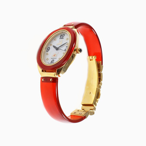 送料無料】【日本製】長崎べっ甲/べっ甲/白甲 赤染/赤/レッド 時計