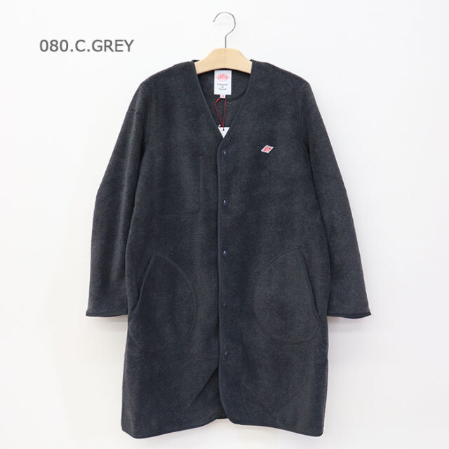 DANTON ダントン フリース レディース ノーカラー スナップボタン