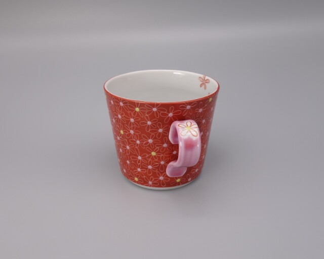 九谷焼 マグカップ 朱巻小花（ピンク） [ 河村澄香 ]