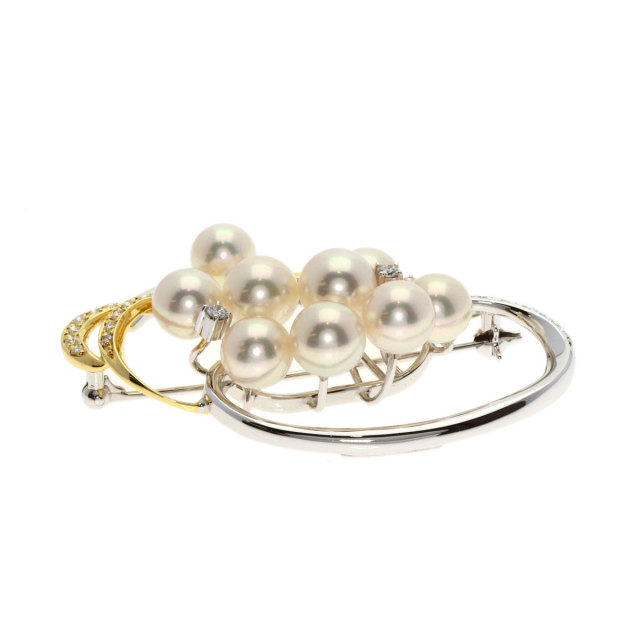 TASAKI タサキ アコヤパール 真珠 ブローチ K18イエローゴールド/K14WG