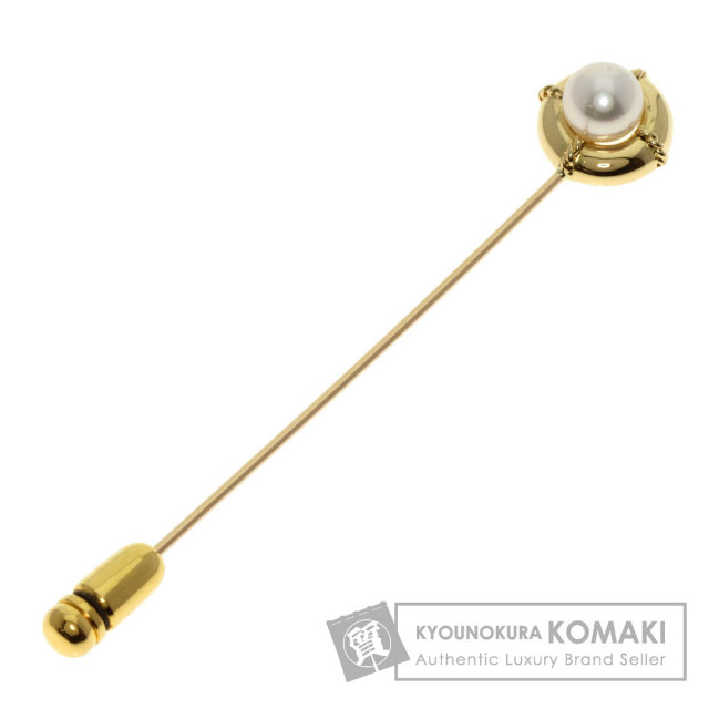 MIKIMOTO ミキモト パール 真珠 ピンブローチ ブローチ K18イエロー