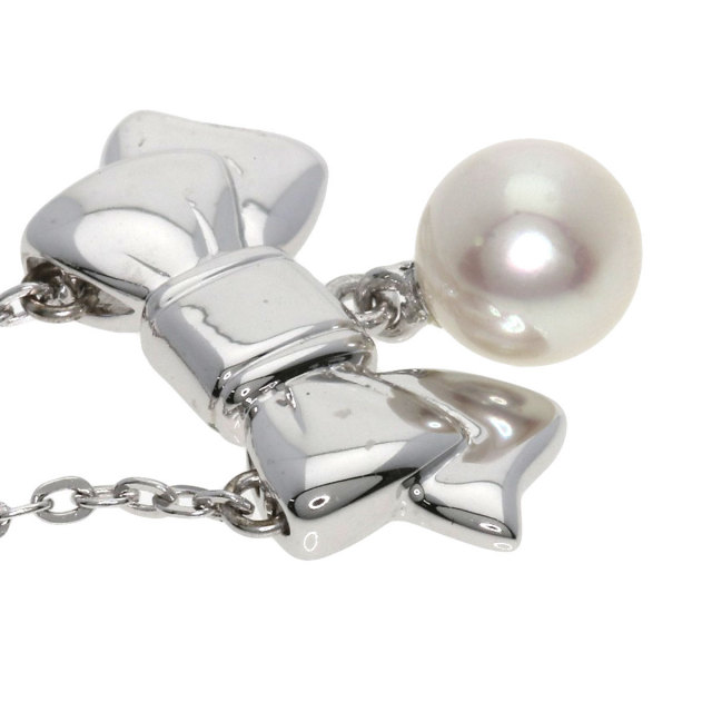 MIKIMOTO ミキモト リボン アコヤパール 真珠 ネックレス シルバー