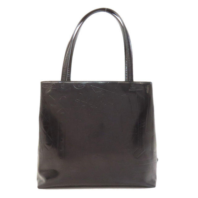 PRADA プラダ ロゴ金具 型押し ハンドバッグ レザー レディース