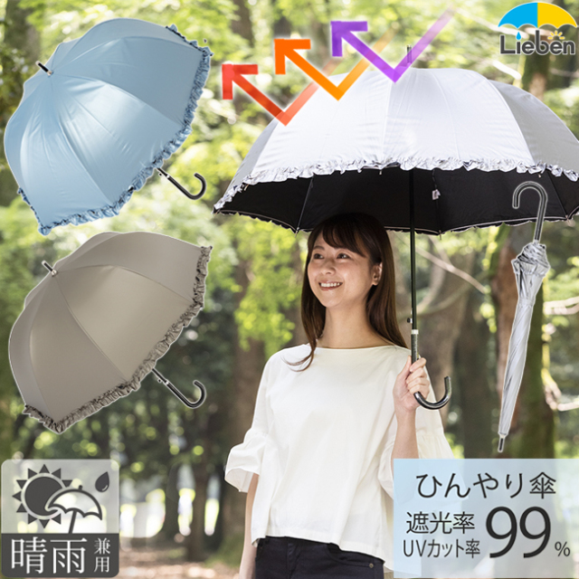 UV晴雨兼用ジャンプ傘 フリル 55cm｜日傘専門店【リーベン】