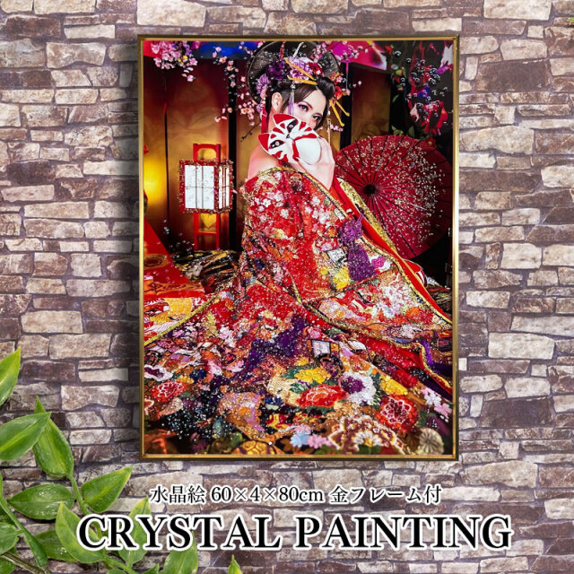 水晶パネル アートパネル 60×80cm ポップアート 金フレーム付き
