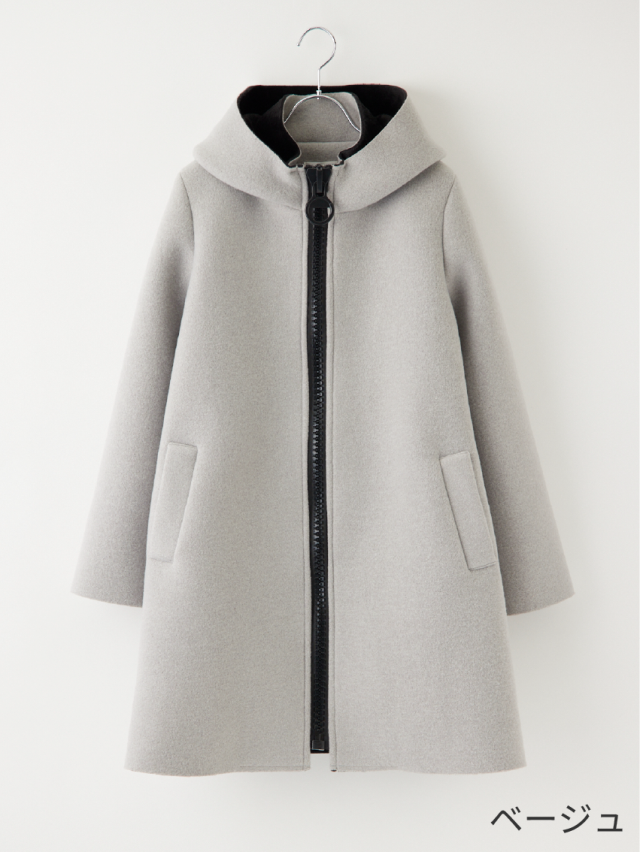 フード付きBIGジップアップロングコート la primavera online store