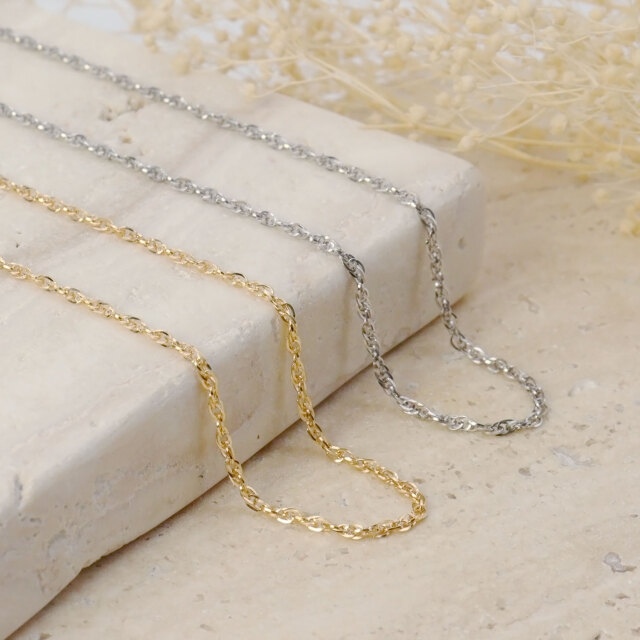 ゴールド チェーン ネックレス 18金 K18 ロープ 幅 1.4mm 約 2.7g 最長