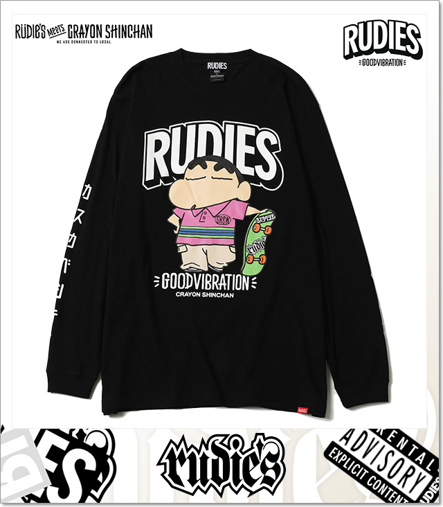 ルーディーズ) RUDIE'S×CRAYON SHINCHAN SKATE LS-T (LS:TEE)(85663-BK