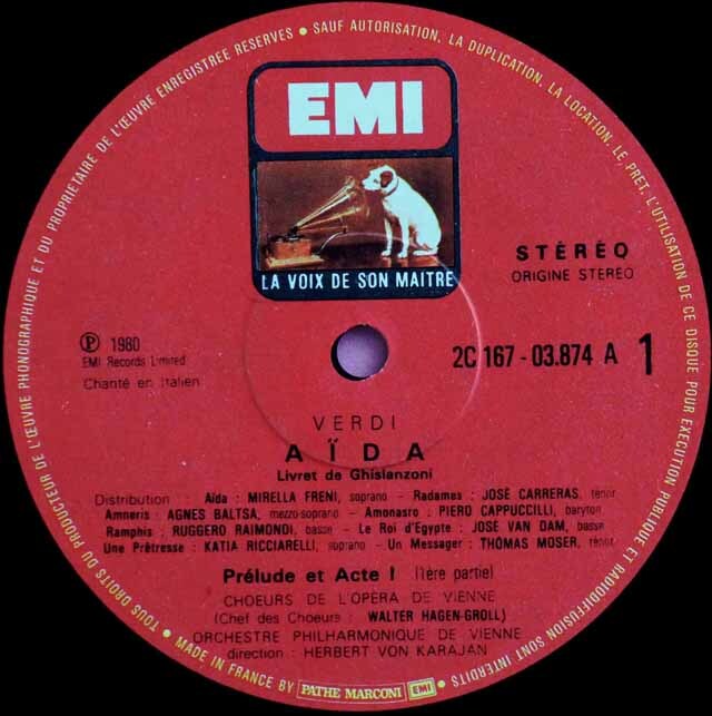 LP レコード カラヤン、フレーニのヴェルディ/「アイーダ」全曲 仏EMI 3336