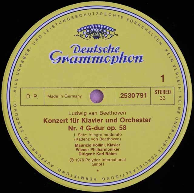 LP レコード ポリーニ、ベームのベートーヴェン/ピアノ協奏曲第4番 独