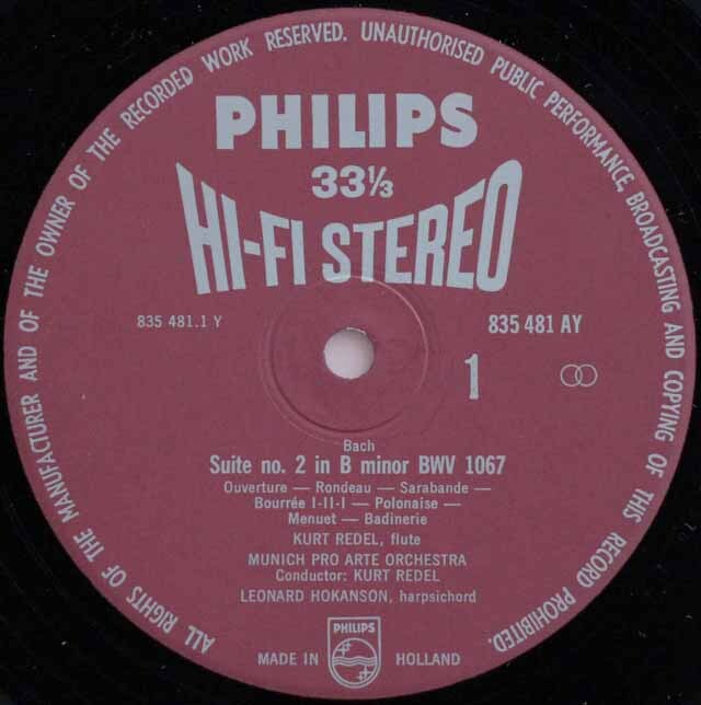 LP レコード オリジナル盤 レーデルのバッハ/管弦楽組曲第2、3番 蘭