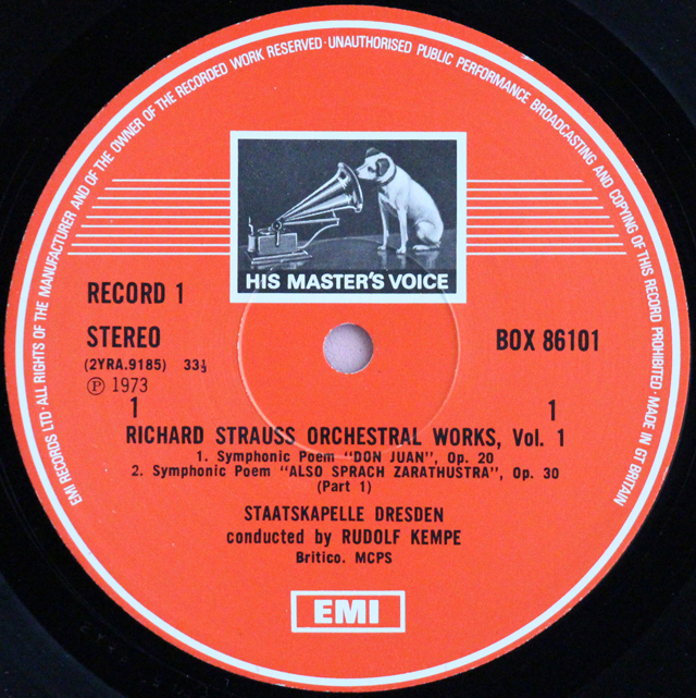 LP レコード ケンペのR.シュトラウス/管弦楽曲集vol.1 英EMI 3709