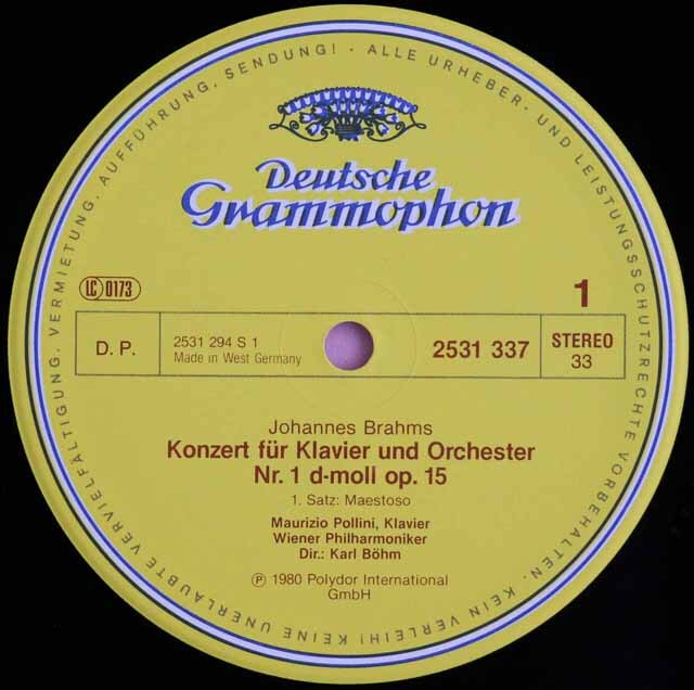 LP レコード ポリーニ、ベーム、アバドのブラームス/ピアノ協奏曲第1番