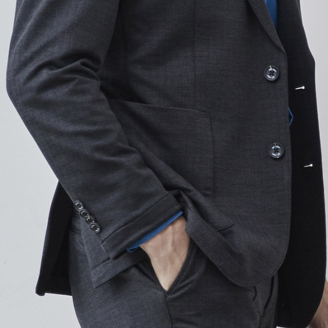 会員様限定]SALE ヘリンボーン ジャガード ジャージジャケット