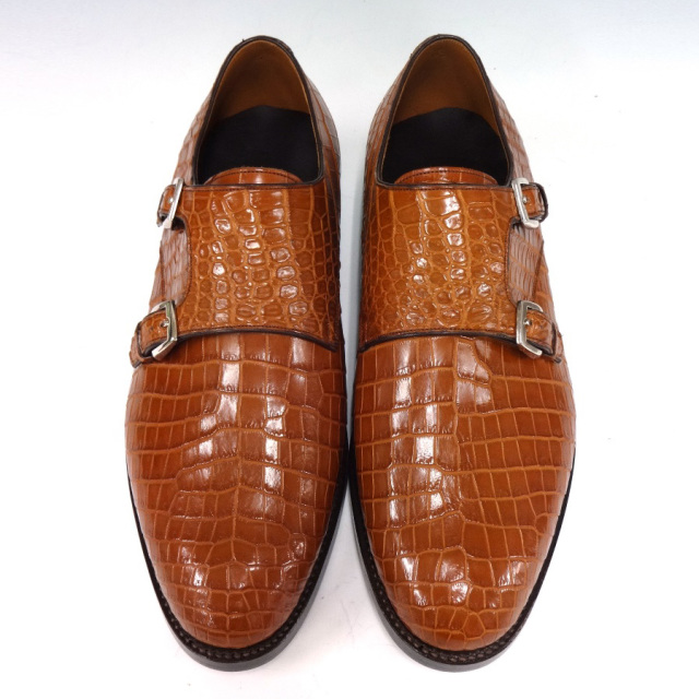 クロコダイルダブルモンクシューズ