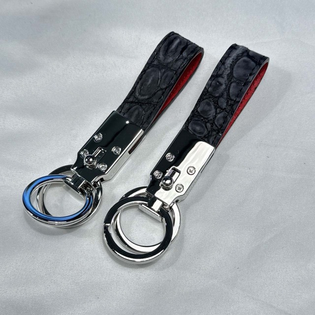 ダブルリングキーホルダー[K-006]クロコダイルレザーショップ ガウディ