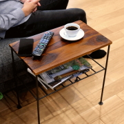 サイドテーブル 木製 アイアン おしゃれ 天然木 無垢材 鉄脚 アイアン