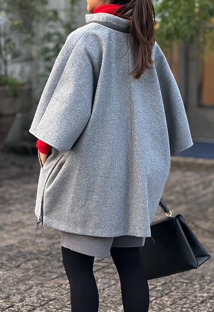 ウィルフリー willfully ポンチョコート グレー Willfully ポンチョ