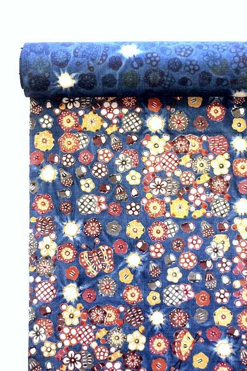木綿 名古屋帯 藍染 絞り 工芸品 雰囲気あり 極上 逸品 訳あり 絞りに