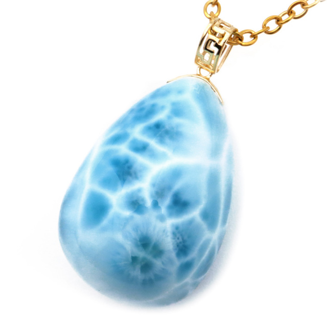 ラリマー ネックレス 天然石 ペンダント 18金 K18 ロイヤルクラス