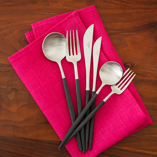 クチポールのカトラリー/ブラック デザートスプーン