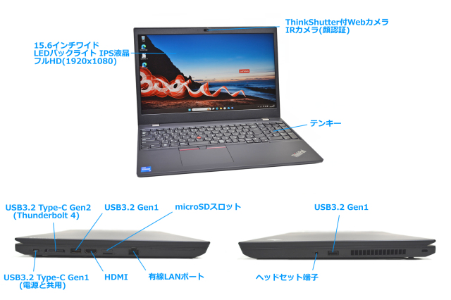 美品 Wi-Fi6E 顔認証 フルHD Lenovo ThinkPad L15 Gen2 Core i5 1135G7