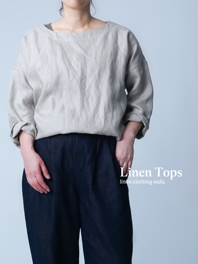 wafu. プレミアムリネン 幻のよしこTシャツ 袖リブトップス wafu