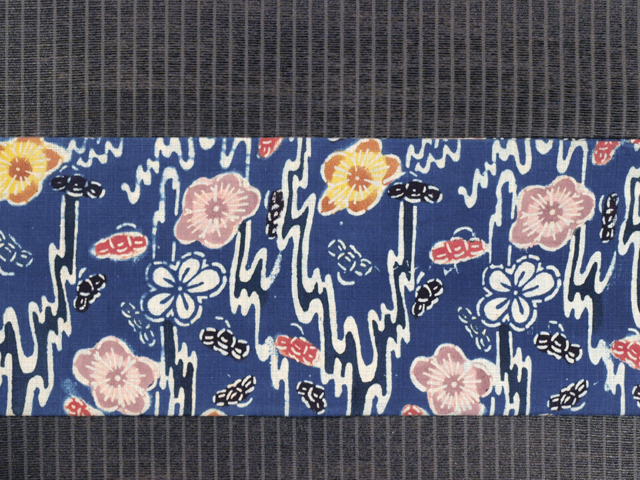 帯のアトリエ花邑 hanamura 銀座店 「流水に梅と蝶文様 型絵染 名古屋帯」