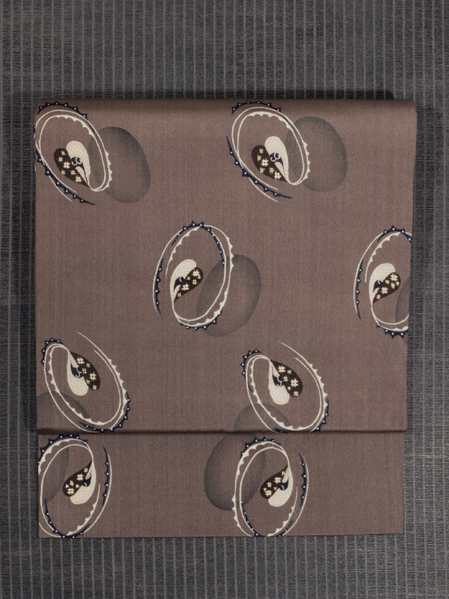 帯のアトリエ花邑 hanamura 銀座 「丸に幾何学文様 型染め 名古屋帯」