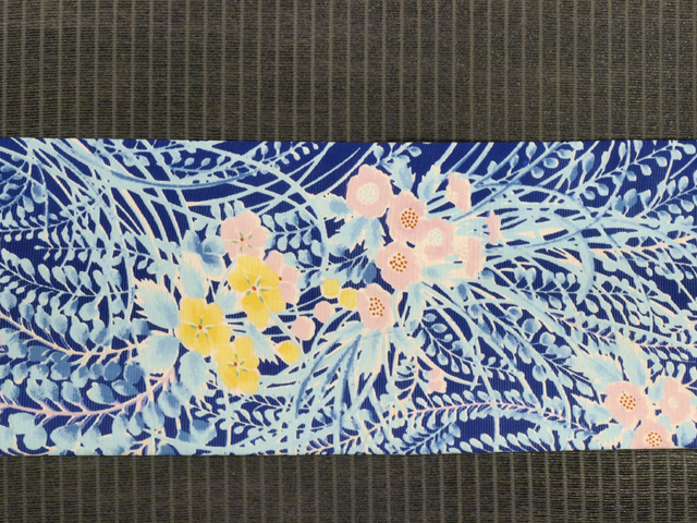 帯のアトリエ花邑 hanamura 銀座「野の草花文様 型染め 絽 名古屋帯」