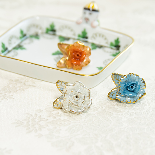 ピンブローチ] ローズ・ターコイズ