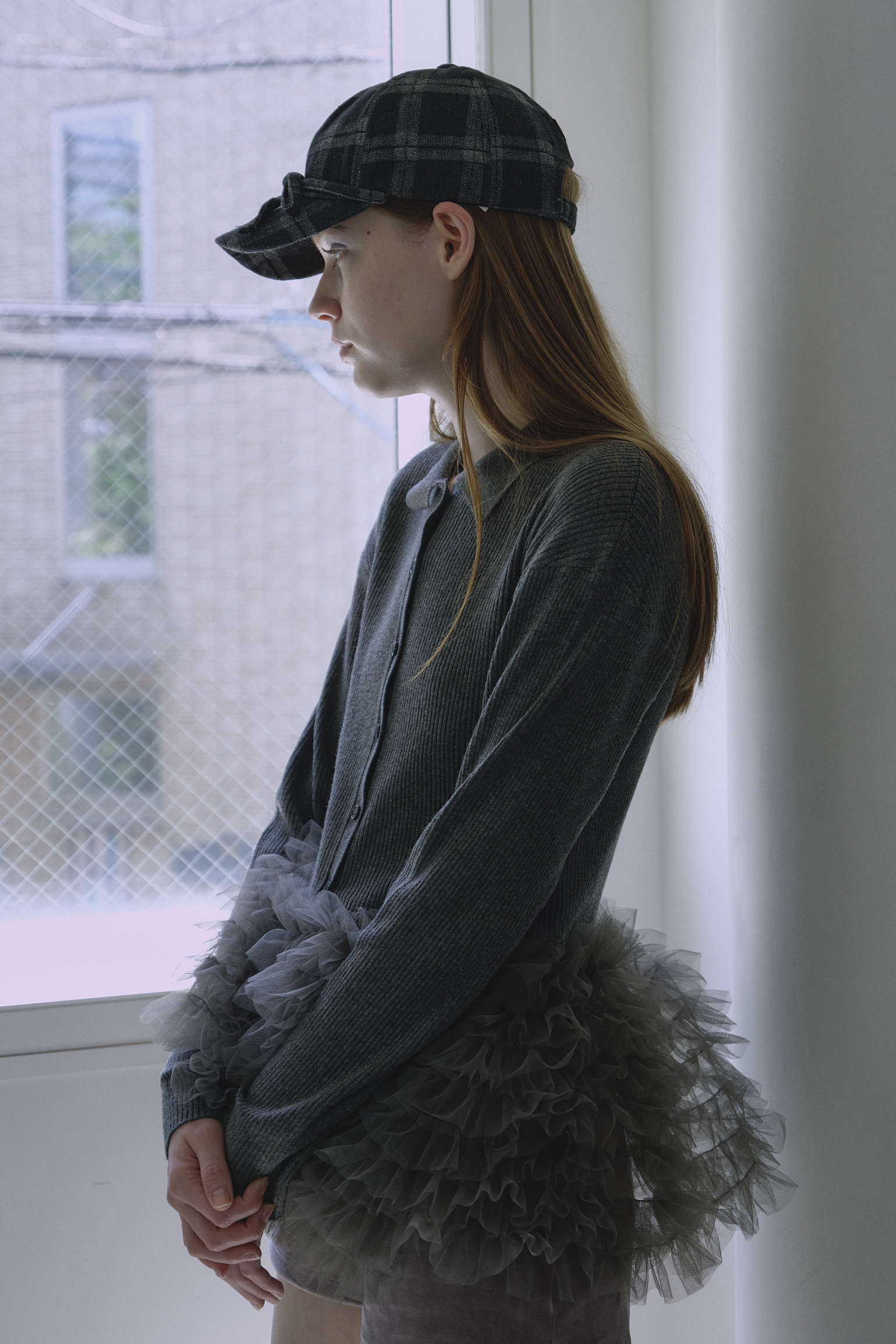 HONEY MI HONEY｜チュールペプラムポロニットカーディガン｜大人