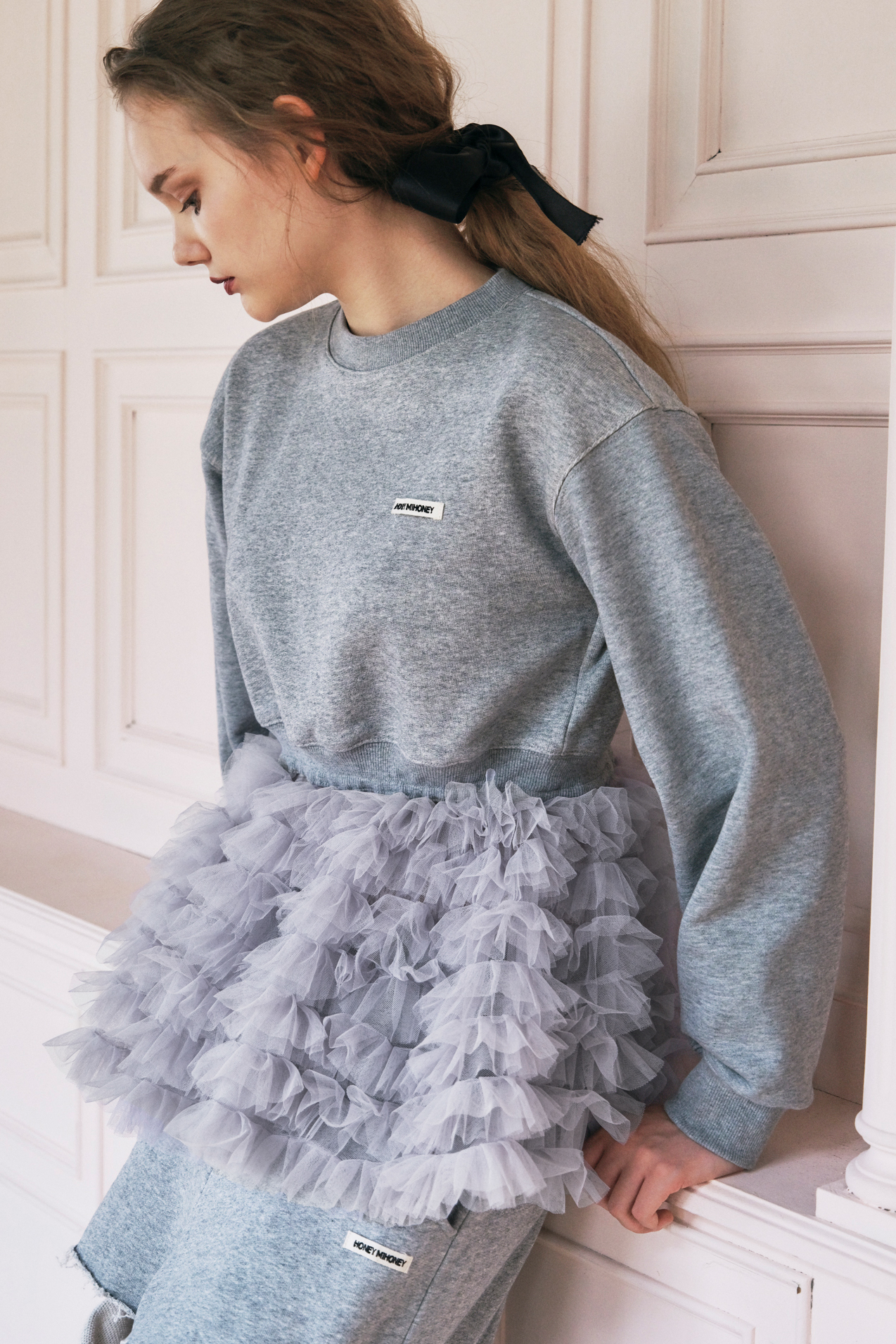 HONEY MI HONEY｜tulle peplum sweat