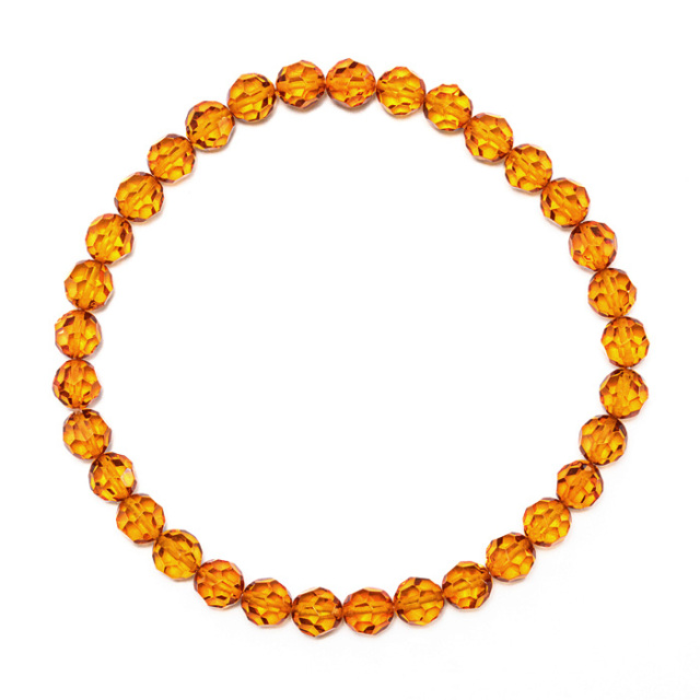 ブレスレット 圧縮アンバー （琥珀） カットビーズ 6mm 33玉 No.41