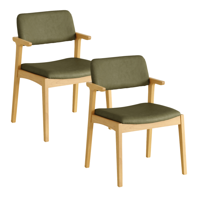 GRACE ダイニングチェア 2脚セット 肘付き ハーフアーム 木製 食卓椅子