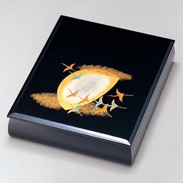 文庫 鶴亀 黒 漆塗り・木製 11-13805【製造中止】 漆器の井助