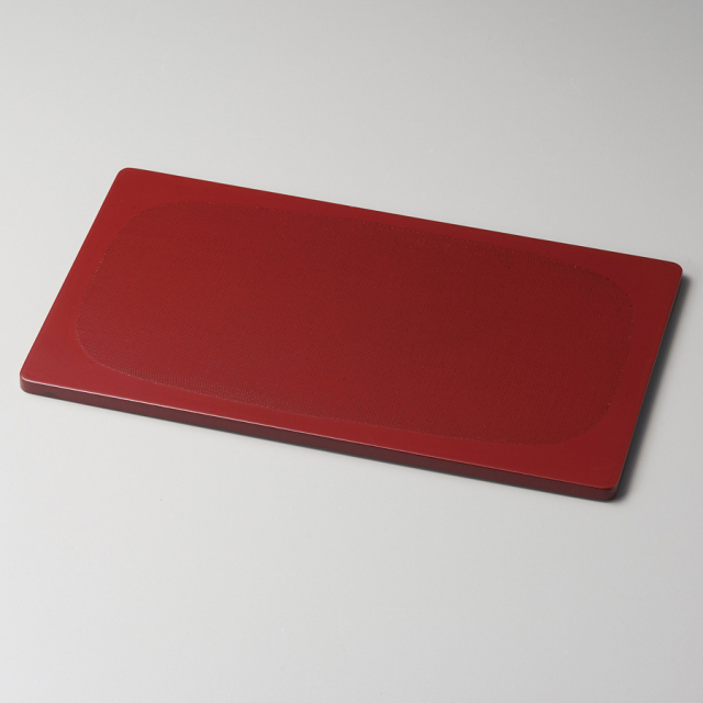 長角卓上膳 11.5 布目 古代朱/曙 木製 ランチョンマット・折敷 12