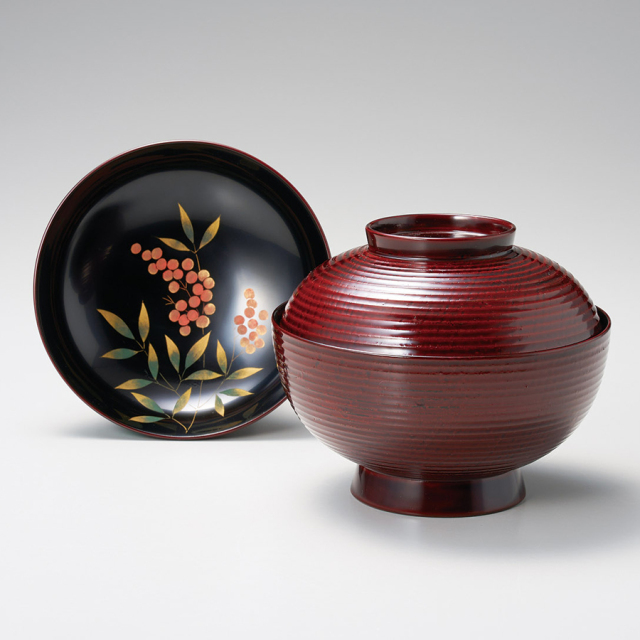 雑煮椀 沈金 南天糸目 紅溜 漆塗り・木製 漆器の井助