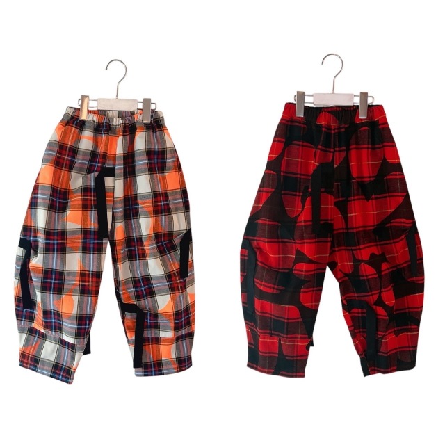frankygrow】25FWBT-385 FORMED CHECK TAPE BIG PANTS