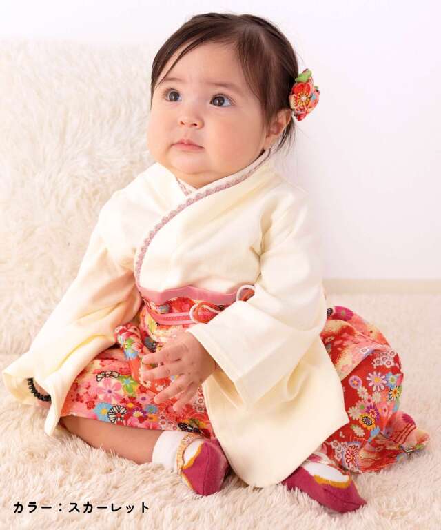 素肌に優しいオーガニックコットン 和柄 袴ロンパース| マタニティ