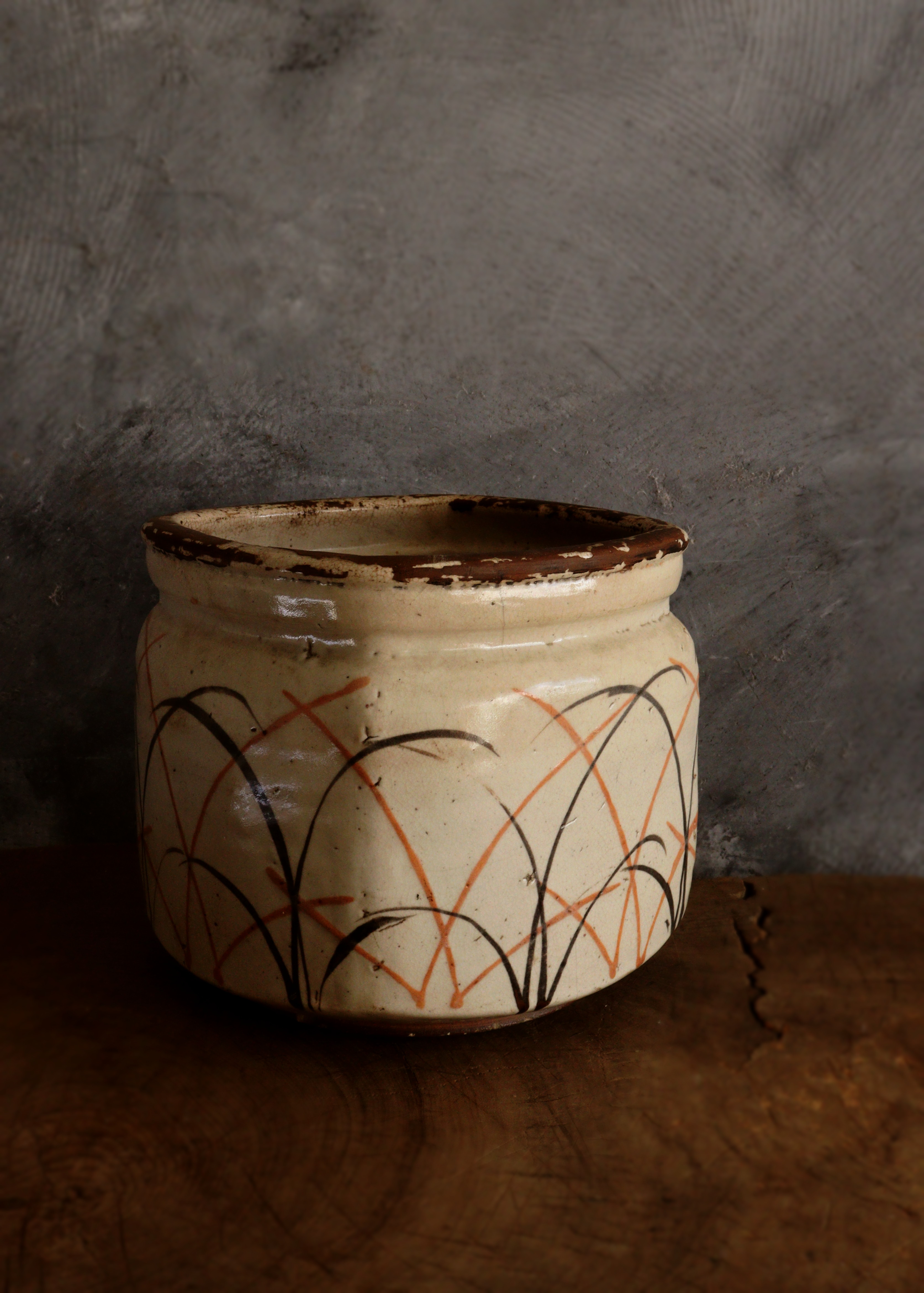 志野焼手あぶり 火鉢 鉢カバー 民藝 絵志野 Antique Sam's Collection