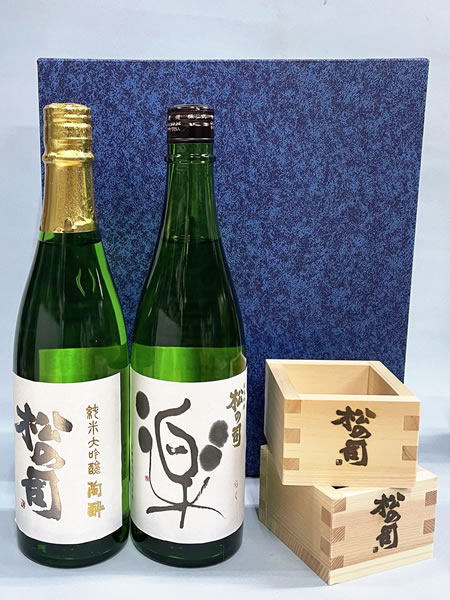 松の司 純米大吟醸 陶酔 720ml と 松の司 楽 純米吟醸 720ml 一合枡2個