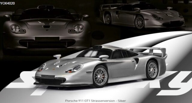 sparky x Tiny 1/64 ポルシェ 911 GT1 シュトラッセンVer. シルバー