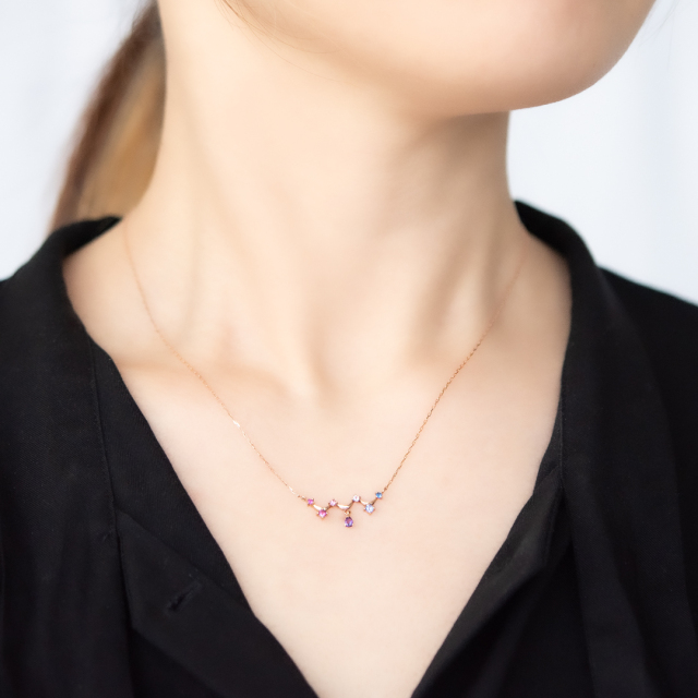ネックレス K10ピンクゴールド ルビー ロードライトガーネット ピンク