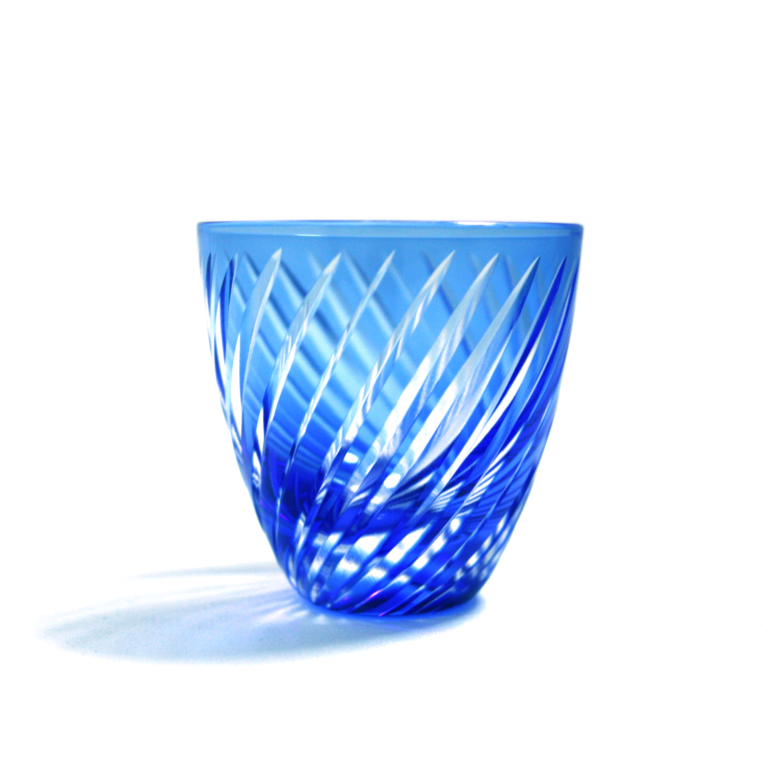 ぐい呑み滝縞斜め青藍 グラスファクトリー創吉