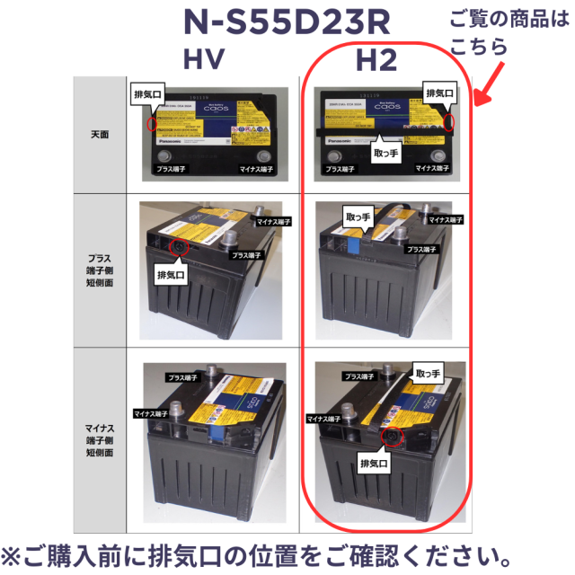 パナソニック カオス ブルーバッテリー N-S55D23R/H2 Panasonic caos